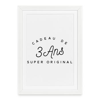 Cadeau 3 ans  - Affiche encadrée (27 × 37 cm) - blanc - Devant