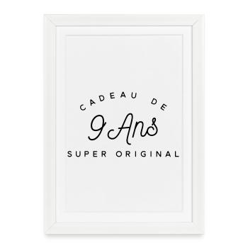 Cadeau 9 ans  - Affiche encadrée (27 × 37 cm) - blanc - Devant