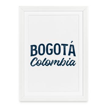 Bogotá, Colombie, Lettrage Vintage - Affiche encadrée (27 × 37 cm) - blanc - Devant