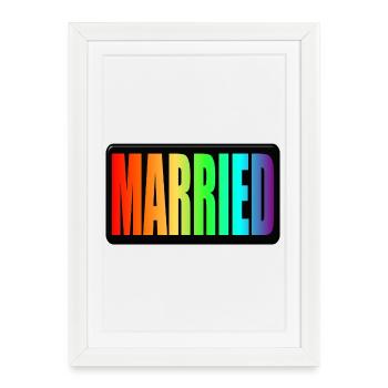 ARC-EN-CIEL - LGBTQ MARIÉ - FIERTÉ DE MARIAGE - Affiche encadrée (27 × 37 cm) - blanc - Devant