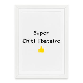 Ch'til ibataire shirt pour célibataire - Affiche encadrée (27 × 37 cm) - blanc - Devant