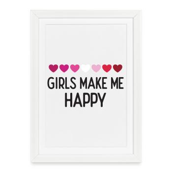 Pride Month LGBTQ - Girls Make Me Happy - Framed poster (27 × 37 cm) - white - Front