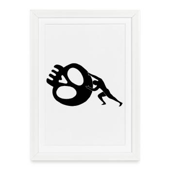 L'homme qui repousse la mort (noir) - Affiche encadrée (27 × 37 cm) - blanc - Devant