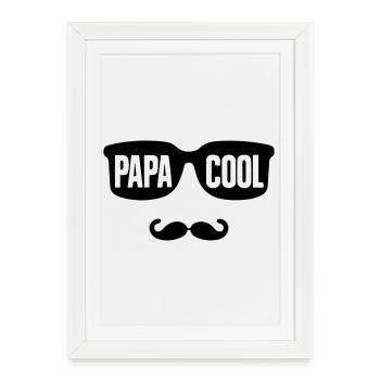 cadeau papa Minimaliste : 'Papa Cool' - Affiche encadrée (27 × 37 cm) - blanc - Devant