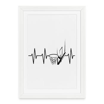 Pulse Basketball Hoop Heartbeat Symbol Streetball - Framed poster (27 × 37 cm) - white - Front