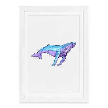 Baleine à bosse aquarelle - Affiche encadrée (27 × 37 cm) - blanc - Devant