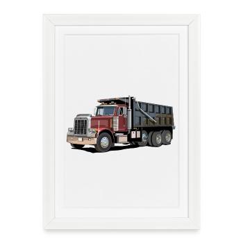 Dump truck, truck - Framed poster (27 × 37 cm) - white - Front