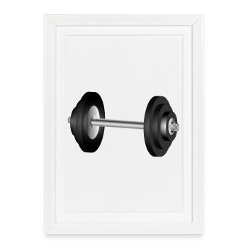 Motif d’haltères pour les amateurs de fitness et de gym - Affiche encadrée (27 × 37 cm) - blanc - Devant