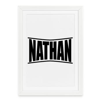 t-shirt Nathan t-shirt idée cadeau - Affiche encadrée (27 × 37 cm) - blanc - Devant