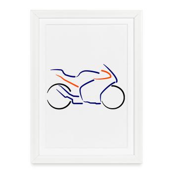 Moto Supersport Contours Multicolore - Affiche encadrée (27 × 37 cm) - blanc - Devant