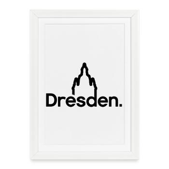 Dresden Frauenkirche Typography Logo Lines icon - Framed poster (27 × 37 cm) - white - Front