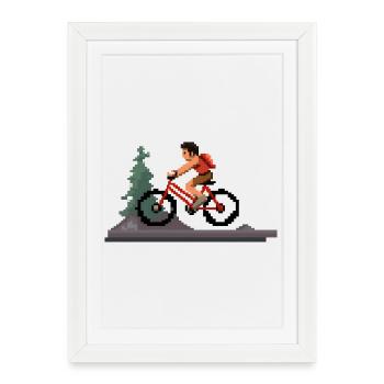 Cyclist Pixel Art - Framed poster (27 × 37 cm) - white - Front