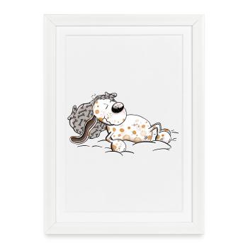 Sleeping Dog Tired Dream - Framed poster (27 × 37 cm) - white - Front