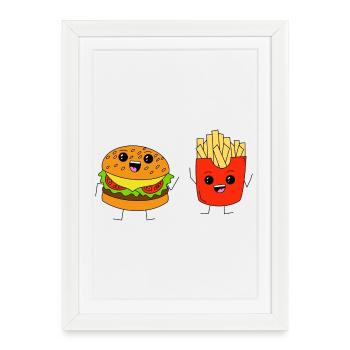 Burgers et frites - Affiche encadrée (27 × 37 cm) - blanc - Devant