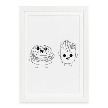 Burgers et frites 1 - Affiche encadrée (27 × 37 cm) - blanc - Devant
