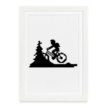 VTT Pixel Art - Affiche encadrée (27 × 37 cm) - blanc - Devant