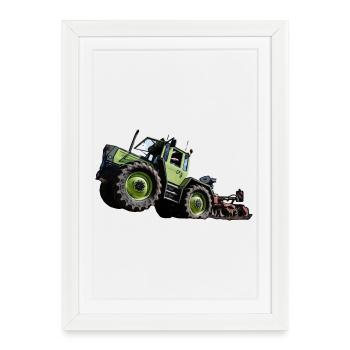 Tracteur vert MB trac 1300 démarreur haut - Affiche encadrée (27 × 37 cm) - blanc - Devant