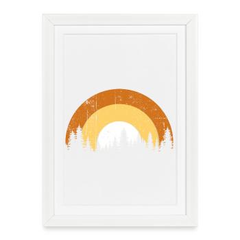 Sunset Pines Silhouette - Framed poster (27 × 37 cm) - white - Front