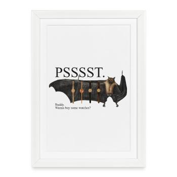 Pssst... Revendeur de montres chauve-souris - Affiche encadrée (27 × 37 cm) - blanc - Devant