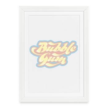 Bubblegum Retro Schriftzug - Gerahmtes Poster (27 × 37 cm) - Weiß - Vorne