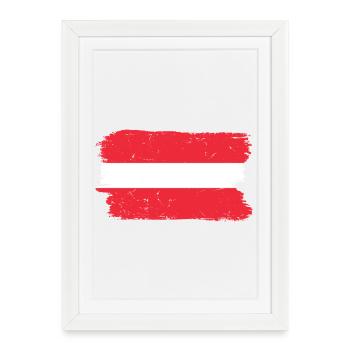 Lettonie Tricolore Pinceau Art - Affiche encadrée (27 × 37 cm) - blanc - Devant
