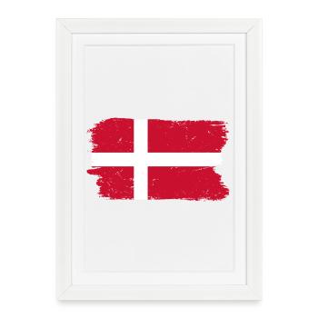 Distressed Danish Flag Brush - Framed poster (27 × 37 cm) - white - Front