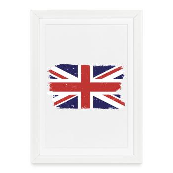Imprimé drapeau de l’Union Jack brossé - Affiche encadrée (27 × 37 cm) - blanc - Devant