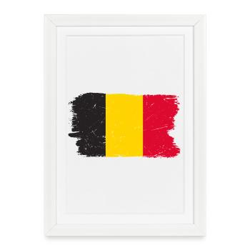 Belgian Flag Brush Stroke - Framed poster (27 × 37 cm) - white - Front