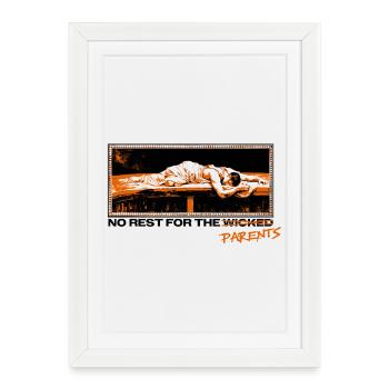 Eltern am Limit – Schlaf ist ein Mythos - Gerahmtes Poster (27 × 37 cm) - Weiß - Vorne