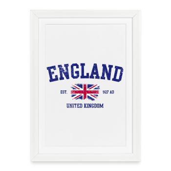Angleterre Union Jack Typographie Design - Affiche encadrée (27 × 37 cm) - blanc - Devant