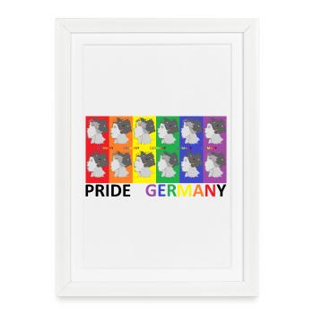 Farbenfrohe Pride Deutschland Illustration - Gerahmtes Poster (27 × 37 cm) - Weiß - Vorne