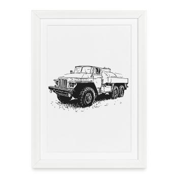 Ural Power – poids lourd sur roues - Affiche encadrée (27 × 37 cm) - blanc - Devant