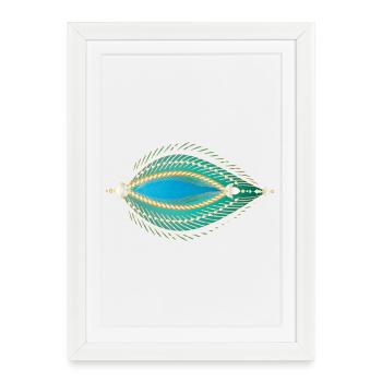 Filigree Oriental Leaf Ornament - Framed poster (27 × 37 cm) - white - Front