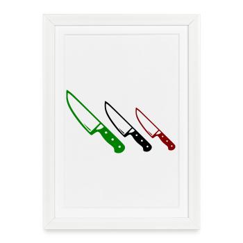 Italian flag knife - Framed poster (27 × 37 cm) - white - Front
