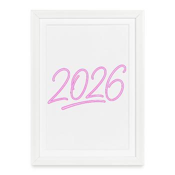 Neon Year 2026 - Framed poster (27 × 37 cm) - white - Front