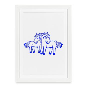 2 Chevaux Homme Femme Amoureux Amis Amour Équipe - Affiche encadrée (27 × 37 cm) - blanc - Devant