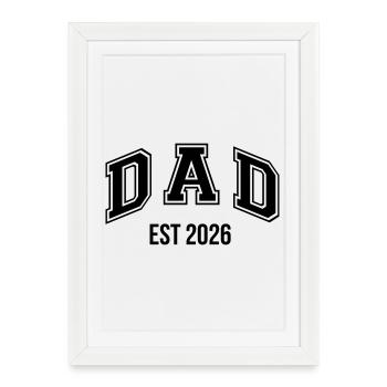 Papa 26 Papa Bébé Papa 2026 Fête des Pères - Affiche encadrée (27 × 37 cm) - blanc - Devant