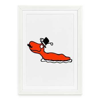 M. Escargot Sir Cylindre Monocle Riche Riche - Affiche encadrée (27 × 37 cm) - blanc - Devant