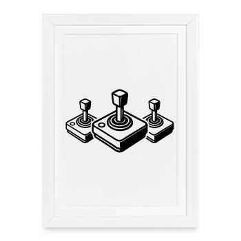 Rétro Joypad Joystick Gamer - Affiche encadrée (27 × 37 cm) - blanc - Devant