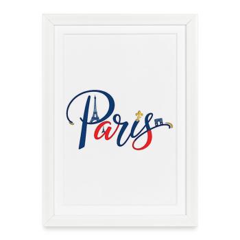 Paris Skyline Neon Lettering - Framed poster (27 × 37 cm) - white - Front