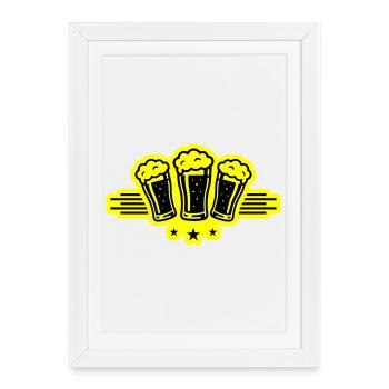 Verre à bière symbole Bière Bière de malt - Affiche encadrée (27 × 37 cm) - blanc - Devant