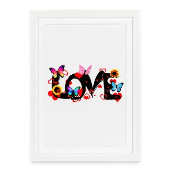 LOVE – Design coloré et romantique - Affiche encadrée (27 × 37 cm) - blanc - Devant