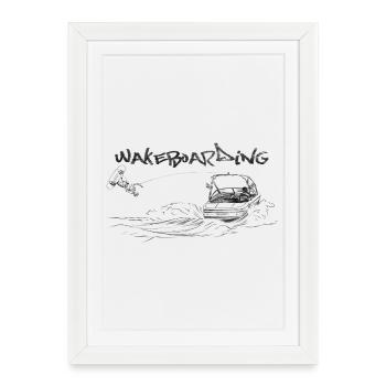 Motif d'action de wakeboard - Affiche encadrée (27 × 37 cm) - blanc - Devant