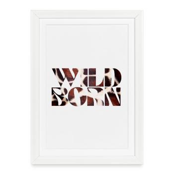 Vache sauvage née texture impression typographie - Affiche encadrée (27 × 37 cm) - blanc - Devant