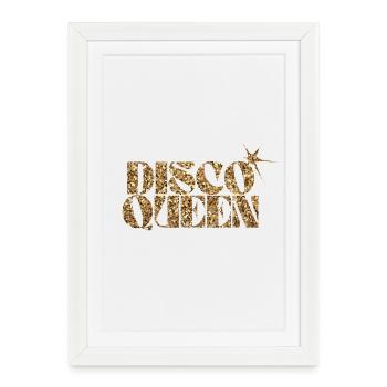 Disco Queen Glitter Text Design - Framed poster (27 × 37 cm) - white - Front