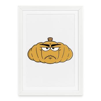 Expressive Furious Grumpy Pumpkin - Framed poster (27 × 37 cm) - white - Front