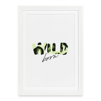 Camouflage Wild Born Texte Logo - Affiche encadrée (27 × 37 cm) - blanc - Devant