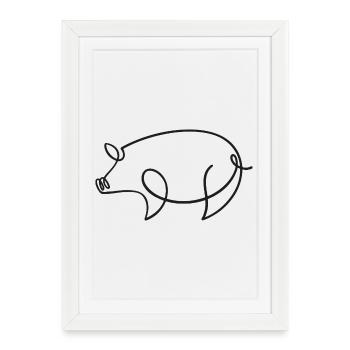 Pig Sketch – Cute Motif for Animal Lovers - Framed poster (27 × 37 cm) - white - Front