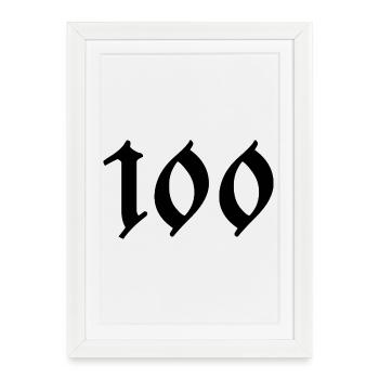 100. 100 ANS. 100e ANNIVERSAIRE. ANNIVERSAIRE 100  - Affiche encadrée (27 × 37 cm) - blanc - Devant