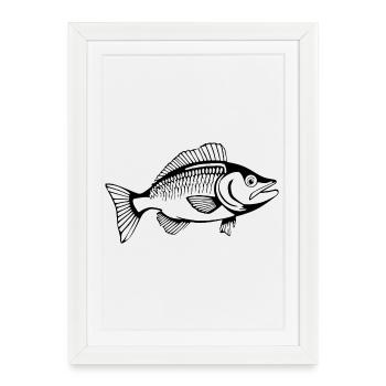 T-shirt de poisson personnalisé pour cadeau de pêcheur - Affiche encadrée (27 × 37 cm) - blanc - Devant
